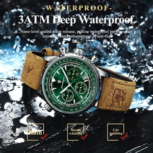 Elegant Chronograph Leather Watch for Men with Luminous Display Poedagar - Men's Dress Watches 1