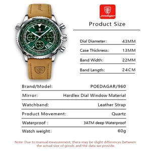 Elegant Chronograph Leather Watch for Men with Luminous Display Poedagar - Men's Dress Watches 5