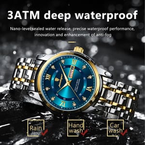 POEDAGAR Elegant Stainless Steel Quartz Watch with Date and Luminous Display