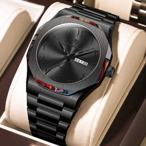 POEDAGAR Elegant Waterproof Quartz Watch with Week Calendar for Men