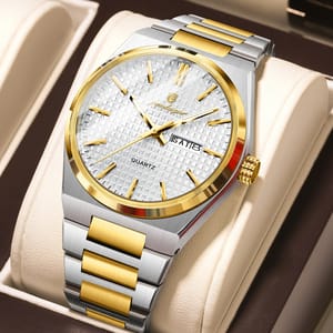POEDAGAR Elegant Men’s Stainless Steel Quartz Watch with Date Display