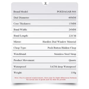 POEDAGAR Fashionable Men’s Chronograph Waterproof Luminous Quartz Watch