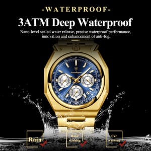 POEDAGAR Luxury Men's Quartz Watch with Chronograph and Luminous