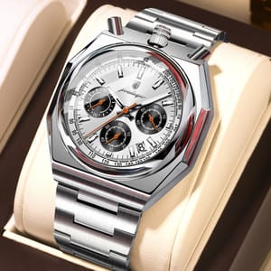 POEDAGAR Luxury Men's Quartz Watch with Chronograph and Luminous