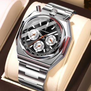 POEDAGAR Luxury Men's Quartz Watch with Chronograph and Luminous