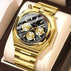 POEDAGAR Luxury Men's Quartz Watch with Chronograph and Luminous