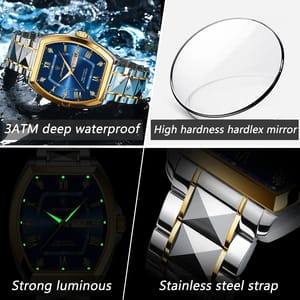 POEDAGAR Luxury Stainless Steel Luminous Waterproof Quartz Watch