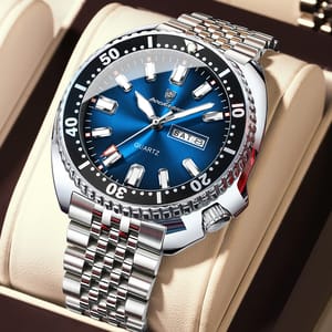POEDAGAR Luxury Stainless Steel Luminous Quartz Sports Watch