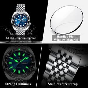POEDAGAR Luxury Stainless Steel Luminous Quartz Sports Watch