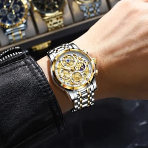 POEDAGAR Luxury Chronograph Watch for Men Waterproof Stainless Steel