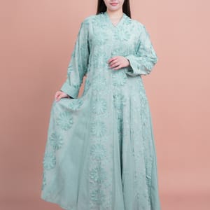 Graceful Soft Petals Embroidered Jalabiya for Timeless Elegance