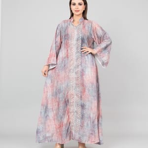 Petal Grace Embroidered Jalabiya with Belt