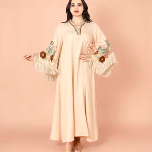Shimmer Detail Sleeves Embroidered Jalabiya