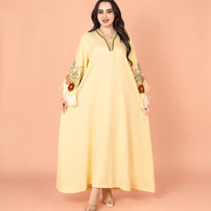 Shimmer Detail Sleeves Embroidered Jalabiya