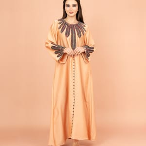 Elegant Solid Embroidered Jalabiya Dress