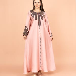 Elegant Solid Embroidered Jalabiya Dress