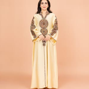 Stylish Solid Jalabiya with Elegant Embroidery