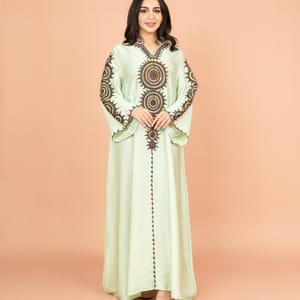 Stylish Solid Jalabiya with Elegant Embroidery