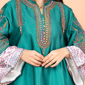 Gleaming Crystal and Print Jalabiya IKKXA - Women's Jalabiyas 47