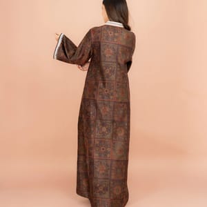 Mandarin Colar White Embroidery Winter Straight Cut Jalabiya IKKXA - Women's Jalabiyas 39