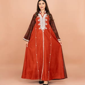 Mandarin Colar White Embroidery Winter Straight Cut Jalabiya