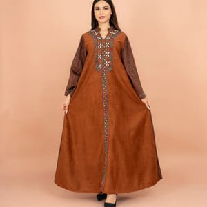 Colorful Embroidery Soild Winter Jalabiya