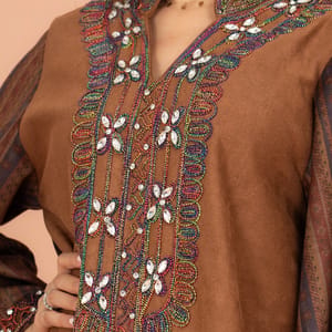Colorful Embroidery Soild Winter Jalabiya IKKXA - Women's Jalabiyas 40