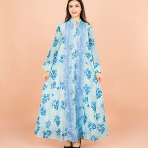 Mandarin Colar Printed Elegant Jalabiya