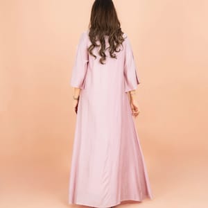 Three Dimensional Flowers Crystal Solid Modern Jalabiya IKKXA - Women's Jalabiyas 52