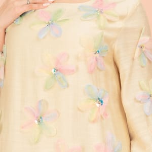 Three Dimensional Flowers Crystal Solid Modern Jalabiya IKKXA - Women's Jalabiyas 18