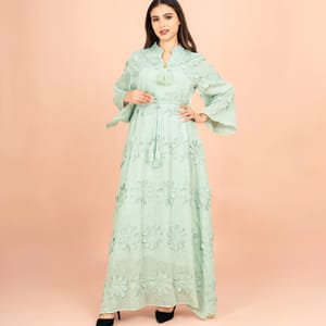 Mandarin Colar 3D flowers Modern Jalabiya