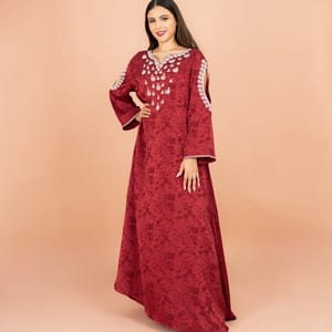 Classic Printed Jalabiya Cold Shoulder Crystal Designs