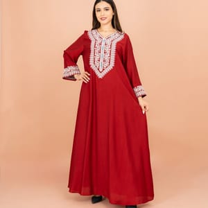 Classic Solid Embroidery Front and Sleeves Jalabiya