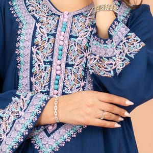 Classic Solid Embroidery Front and Sleeves Jalabiya IKKXA - Women's Jalabiyas 18