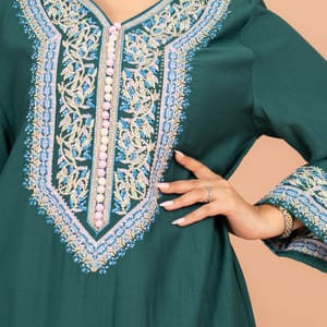Classic Solid Embroidery Front and Sleeves Jalabiya IKKXA - Women's Jalabiyas 34