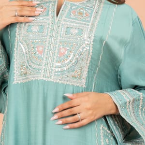 Solid Jalabiya Crystal Details Wide Cut Arabisque IKKXA - Women's Jalabiyas 50