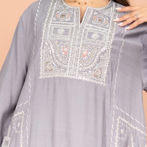 Solid Jalabiya Crystal Details Wide Cut Arabisque IKKXA - Women's Jalabiyas 18