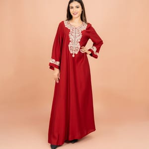 Classic Solid Floral Embroidery Crystal Jalabiya