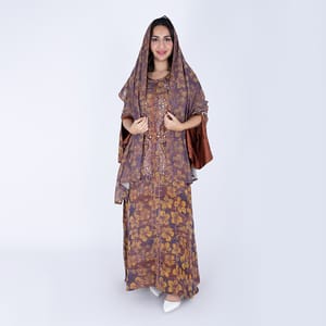 Printed Jalabiya Crystal Patterns with Shawl