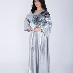 Shimmer Fabric Shoulder Flower Jalabiya