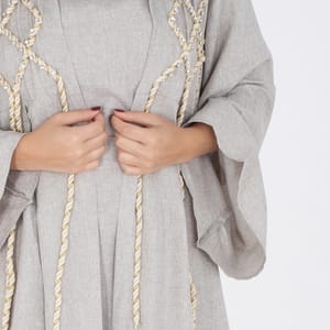 2 Piece Luxury Linen Rope Design Jalabiya IKKXA - Women's Jalabiyas 41
