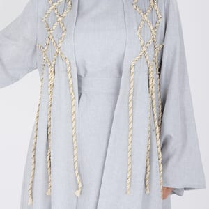 2 Piece Luxury Linen Rope Design Jalabiya IKKXA - Women's Jalabiyas 61