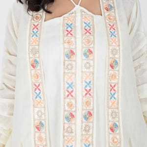Elegant 2 piece outfit with colorful embroidery IKKXA - Women's Jalabiyas 57