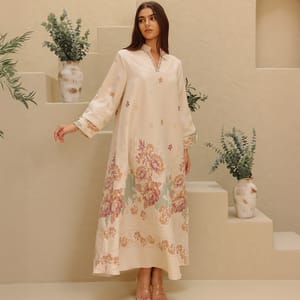 Beautiful Design Printed Jalabiya Floral Details