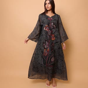 Elegant Sequin Floral Applique Jalabiya