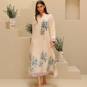 Elegant Printed Jalabiya Palms Design