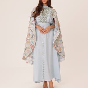 Floral Embroidery Luxury Cape Jalabiya