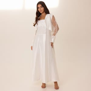 Sequin Elegance 2 Piece Sheer Sleeves Outfit