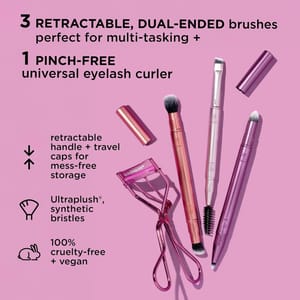 Real Techniques Dual-Ended Eye Brush Set with Eyelash Curler Included