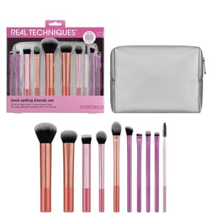 Real Techniques Best-Selling 10-Piece Brush Set with Cosmetic Bag